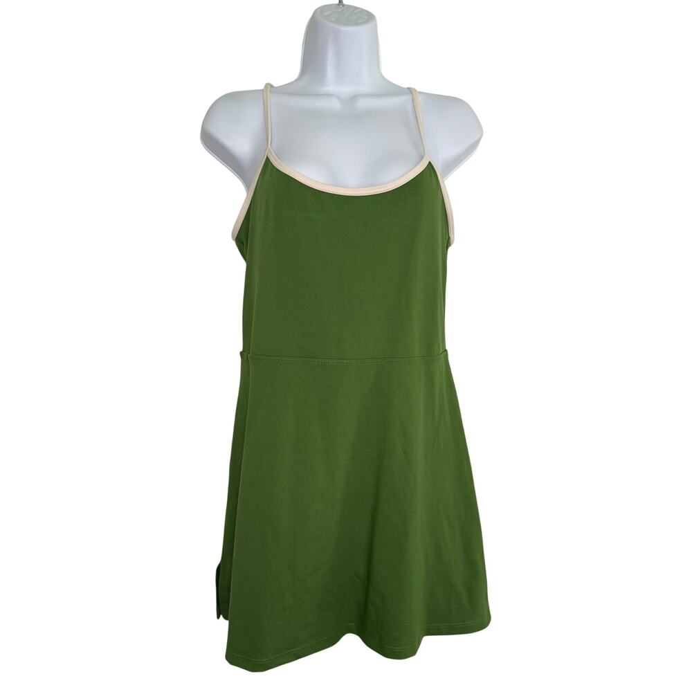 PAC 1980 Whisper Active Pines Mini Dress Green Size Medium Performance Athletic